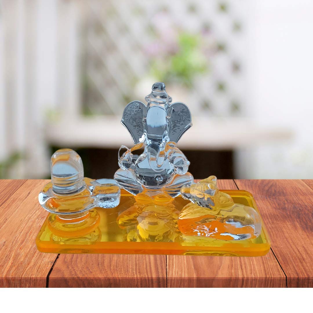 WIGANO Yellow Shiv Parivar Showpiece for Car Dashboard